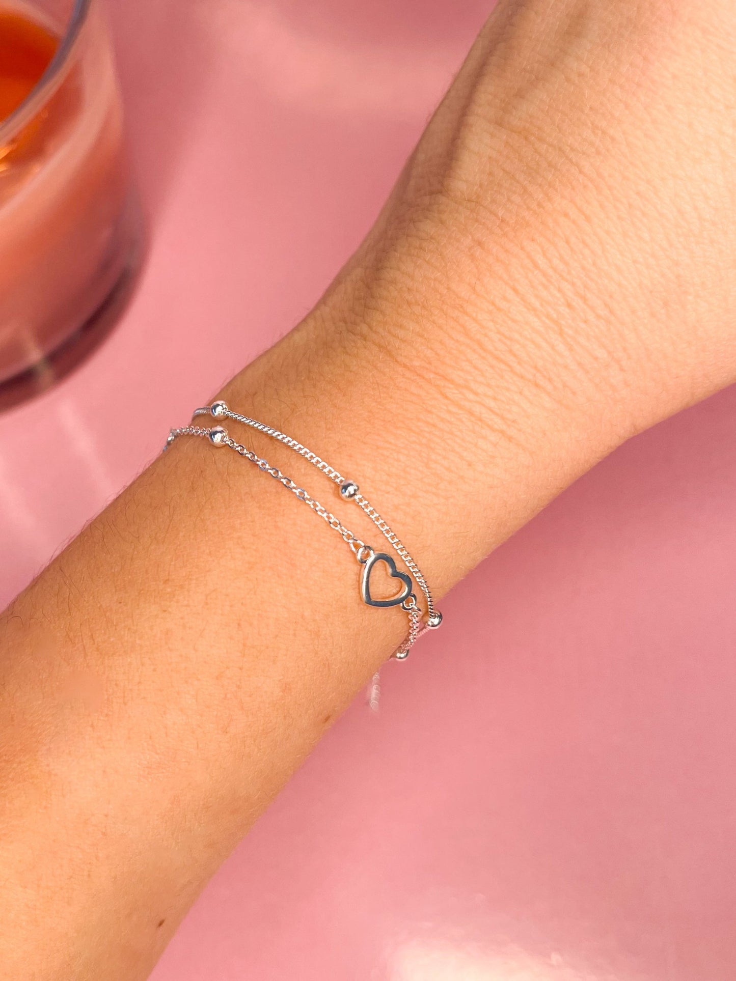 Pulsera Double Layered Heart plata 925