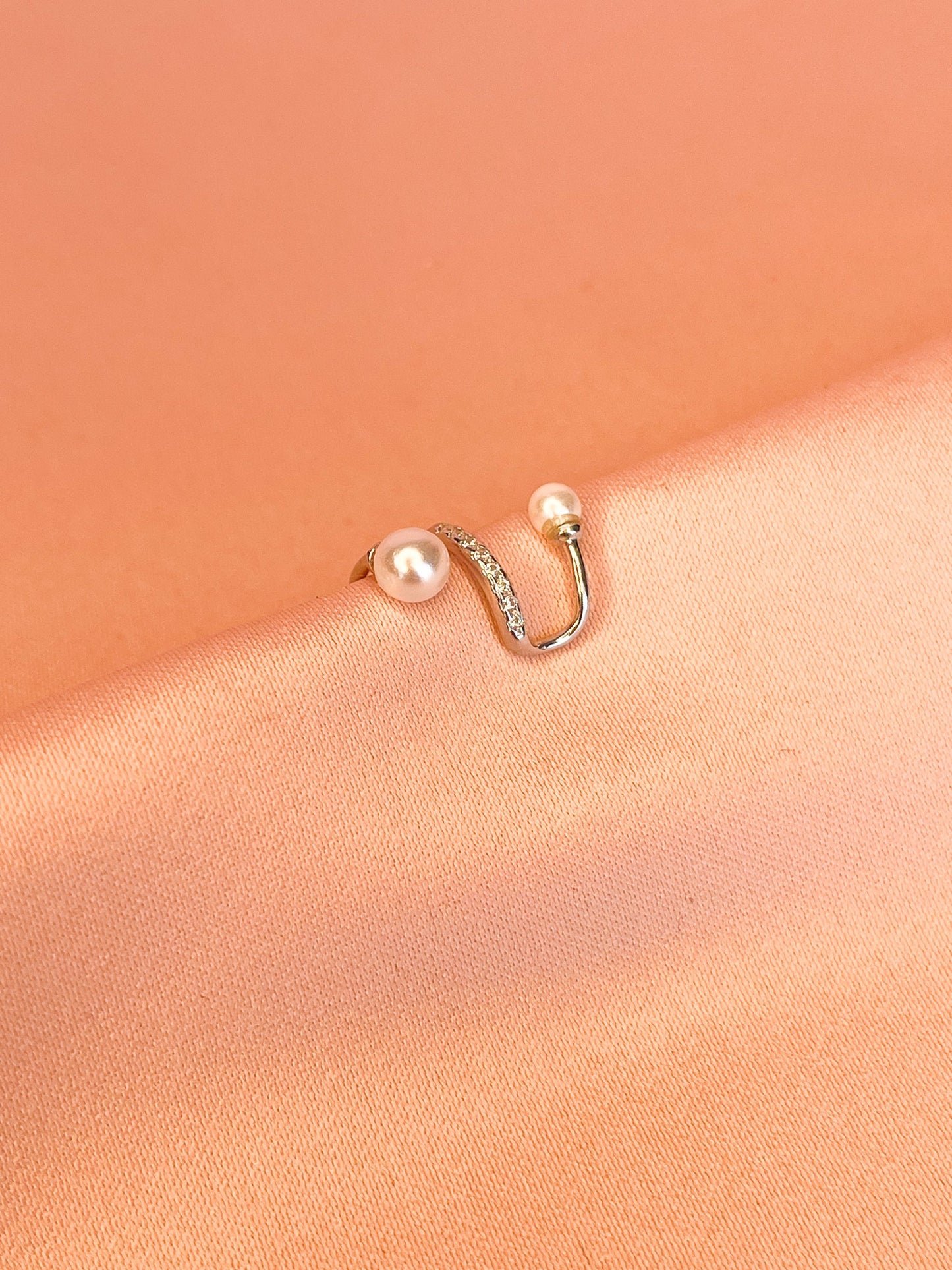 Earcuff Double Pearl plata 925