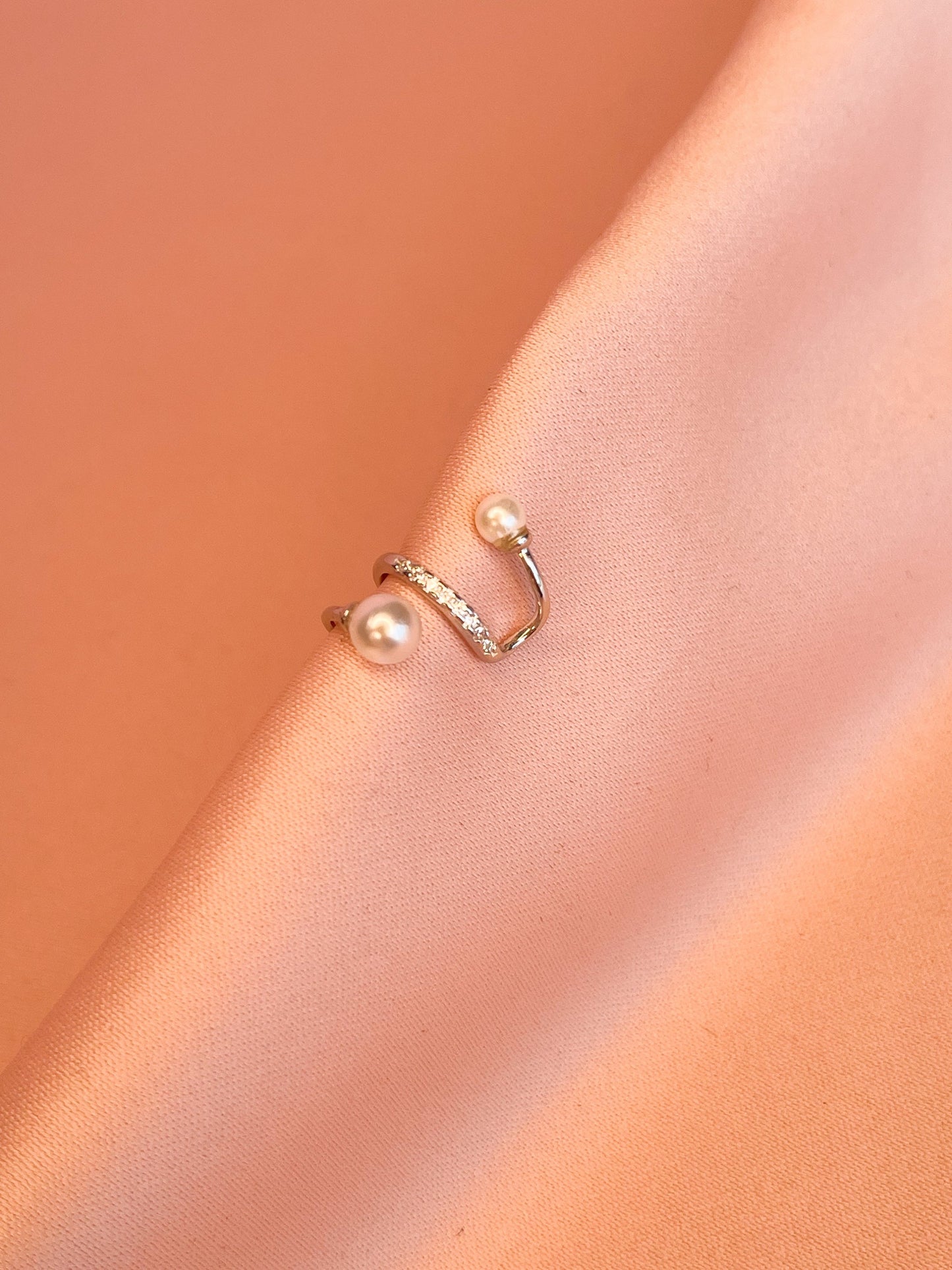 Earcuff Double Pearl plata 925