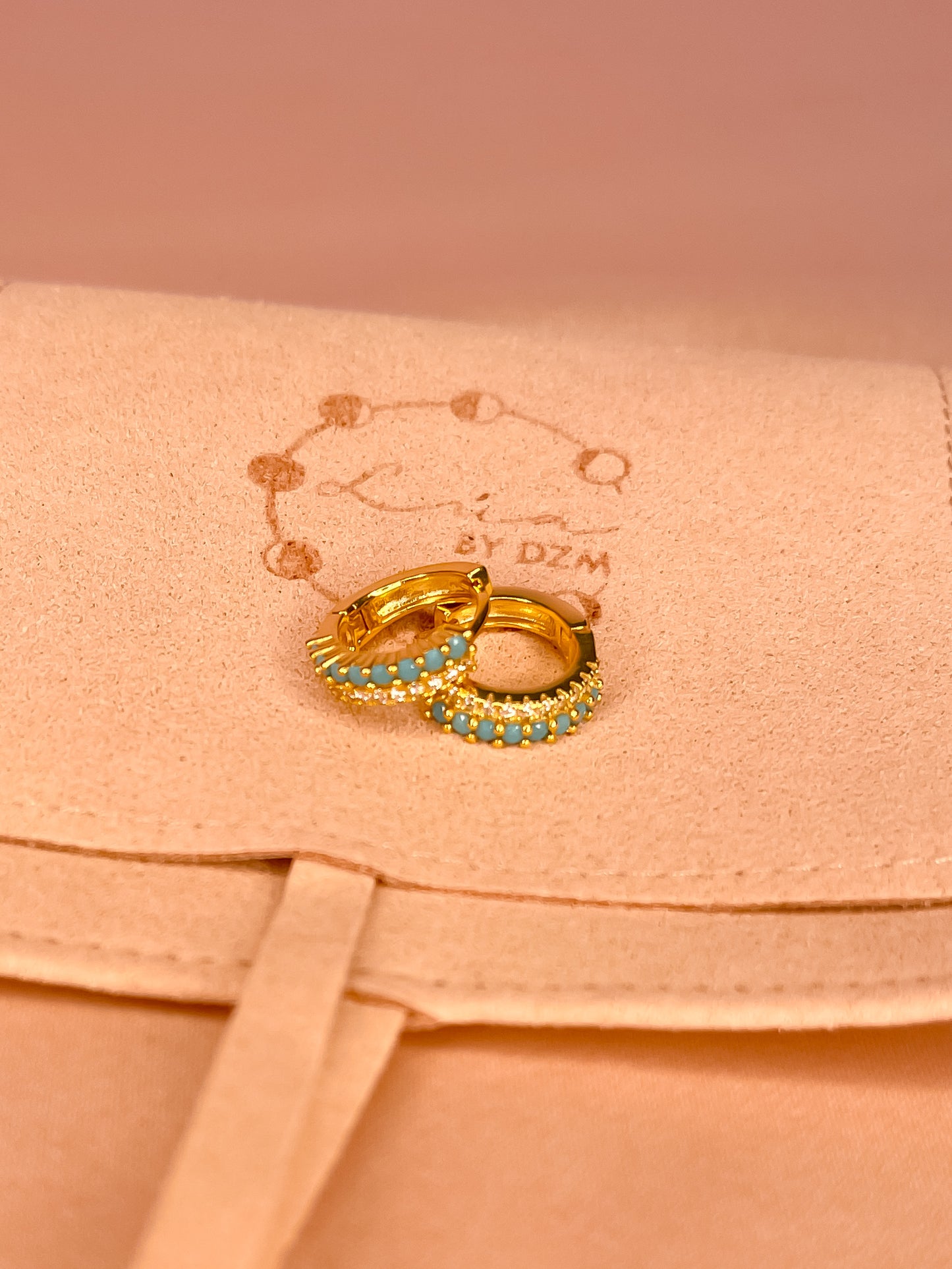 Argollas Turquese Plata 925 con baño de oro