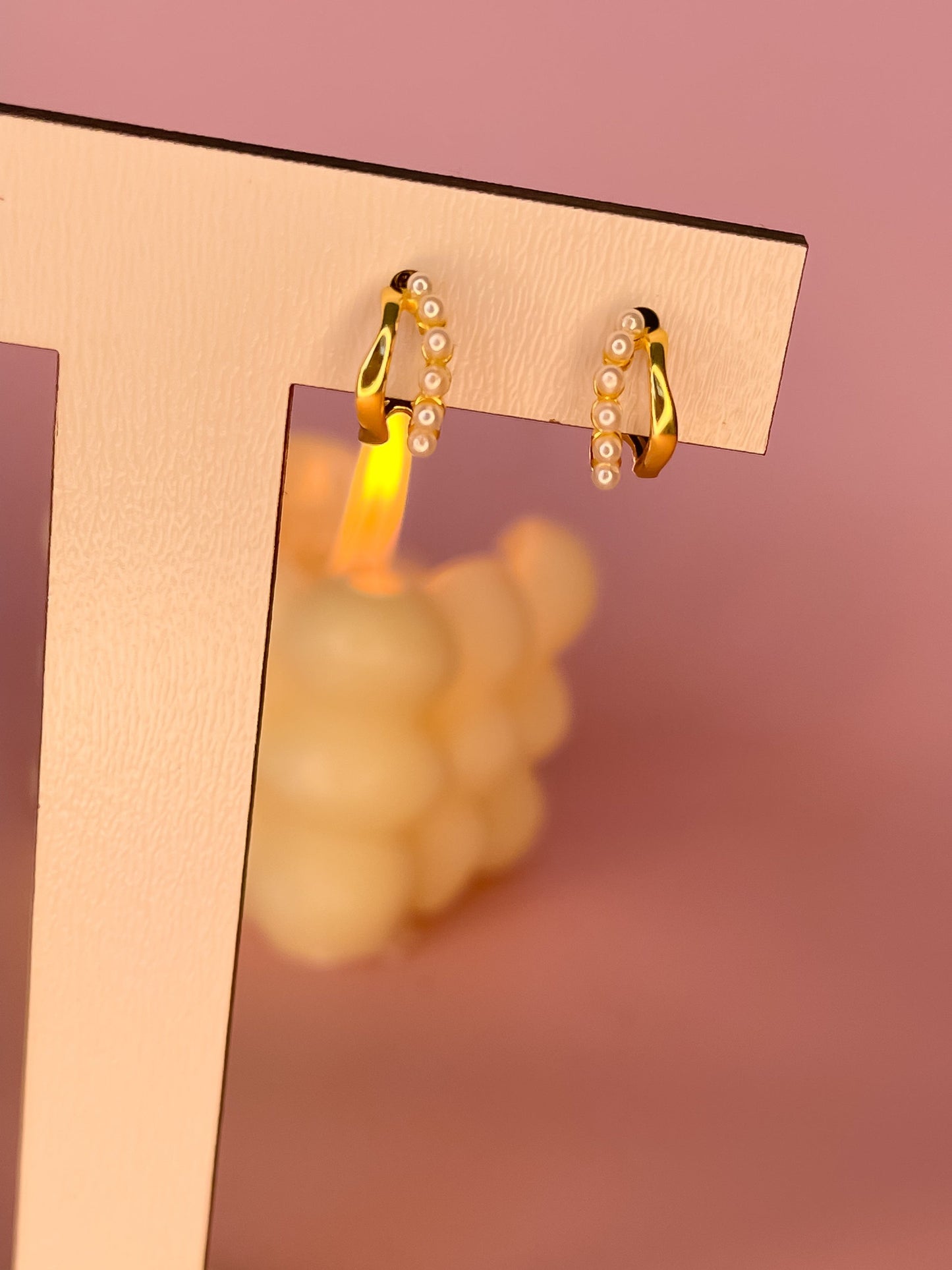 Aretes Pearls French Plata 925 bañados en oro