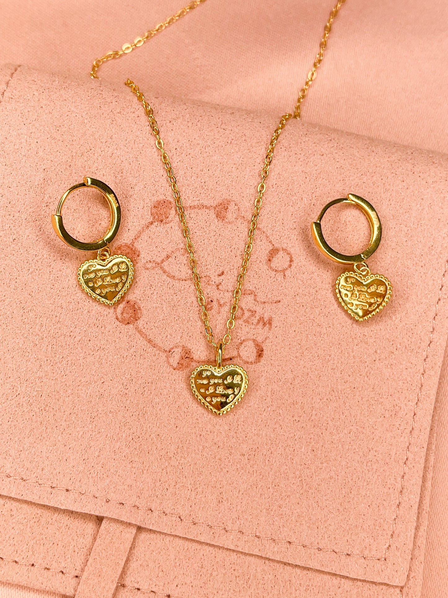 Set I love you plata 925 bañados en oro