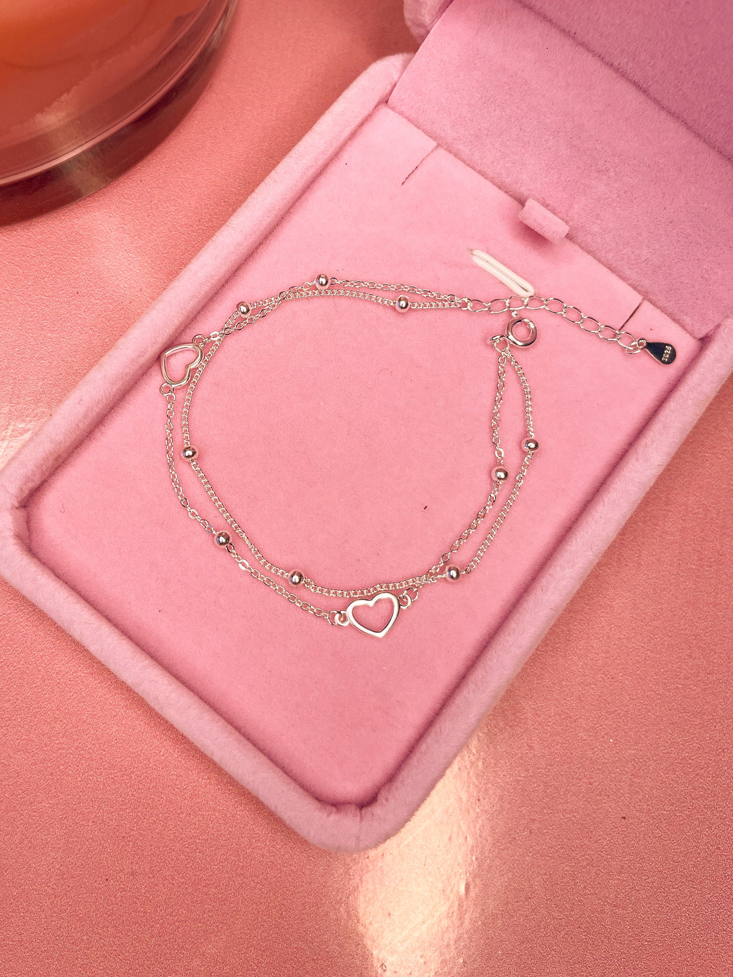 Pulsera Double Layered Heart plata 925